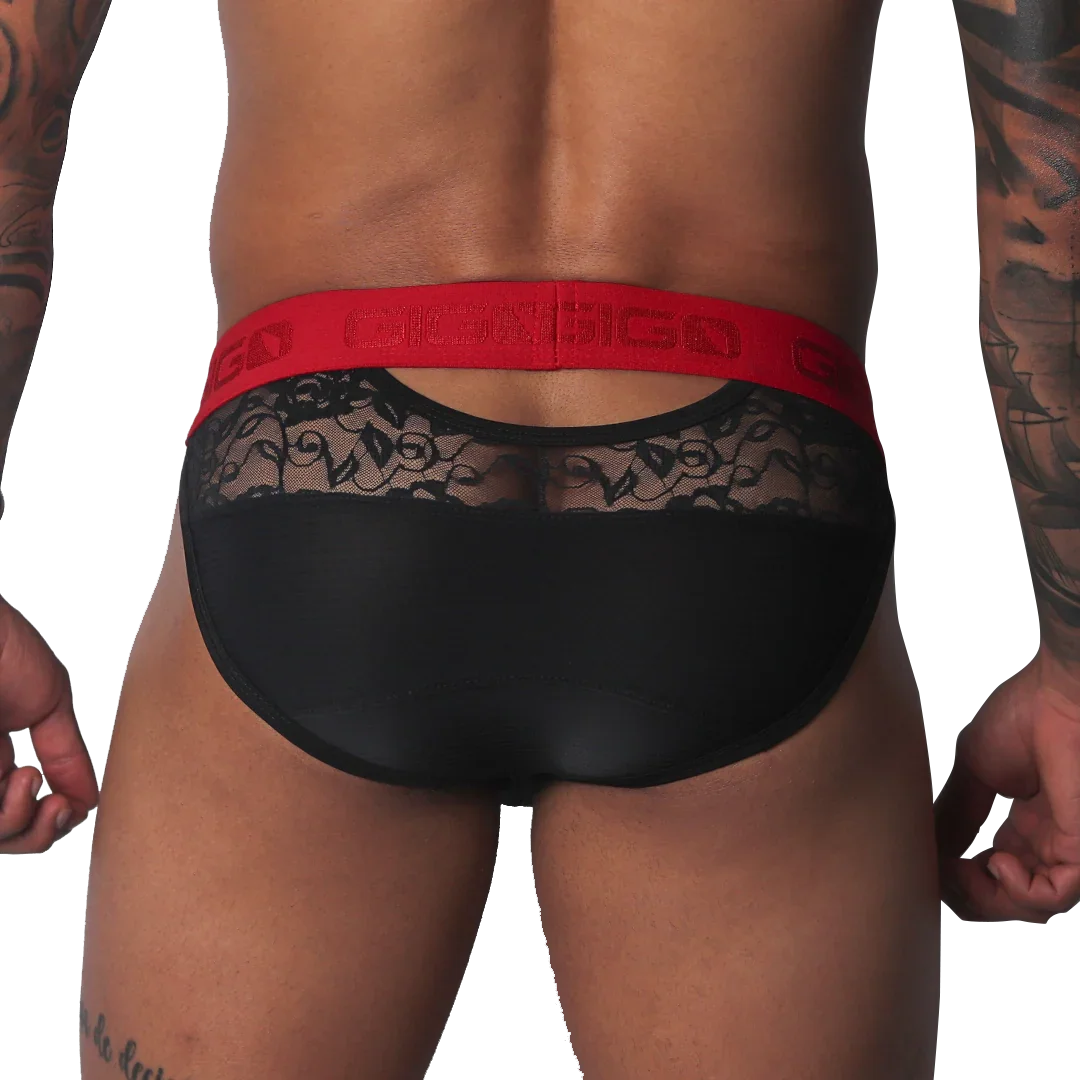 Romantic Black Brief back view by Gigo Underwear