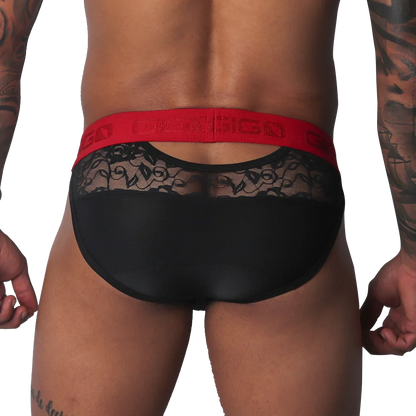 Romantic Black Brief back view by Gigo Underwear