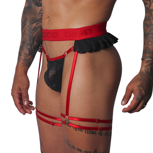 Romantic Black Gelbert Belt front view by Gigo Underwear