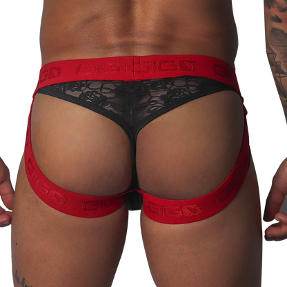 Romantic Black Jock Thong back view by Gigo Underwear