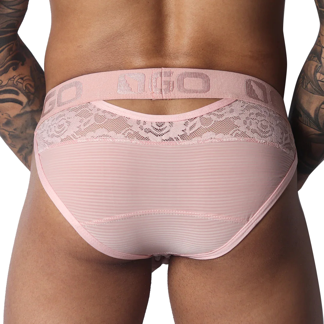 Romantic Pink Brief back view by Gigo Underwear