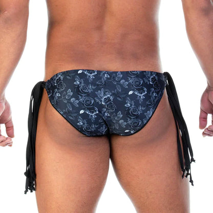 Rose Black Swim Brief front view by Gigo Underwear