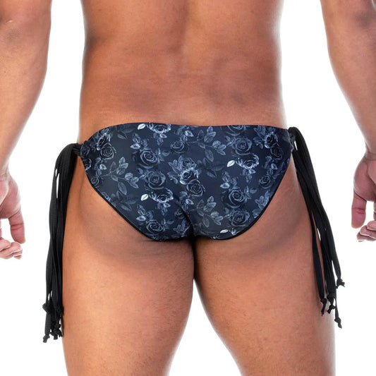 Rose Black Swim Brief front view by Gigo Underwear