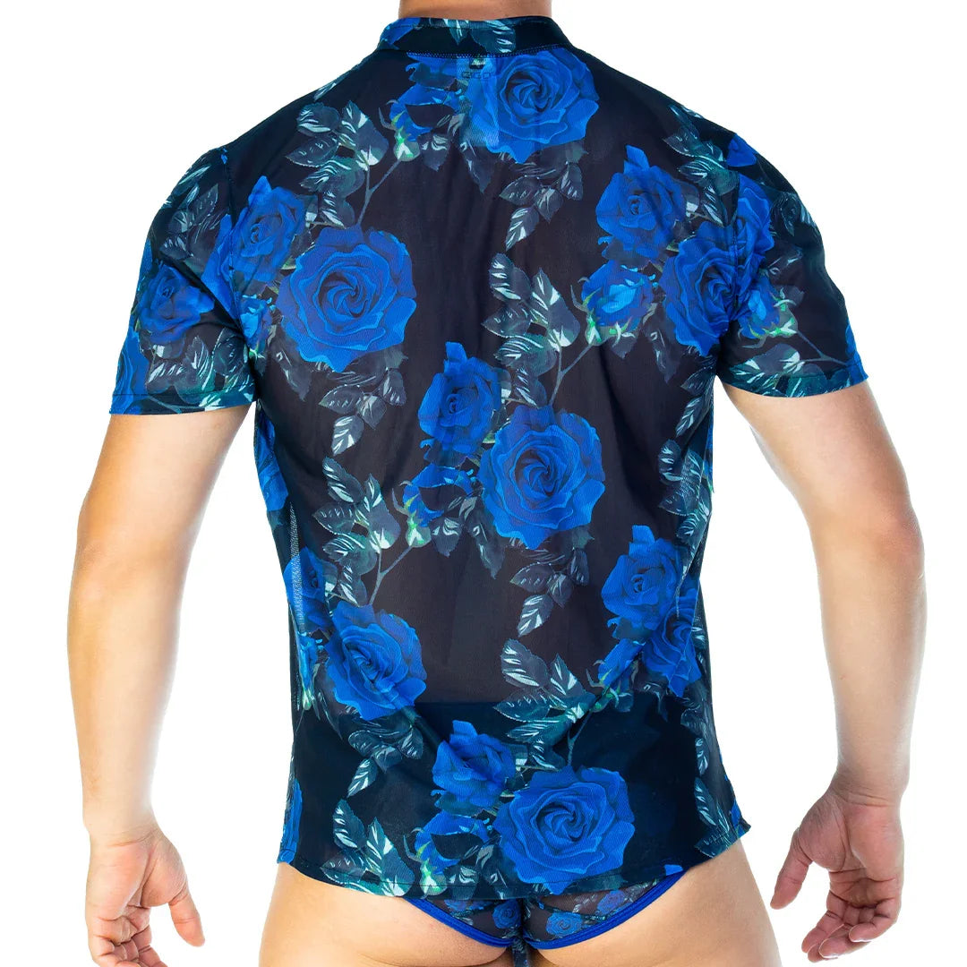 Rose Blue Shirt back view by Gigo Underwear
