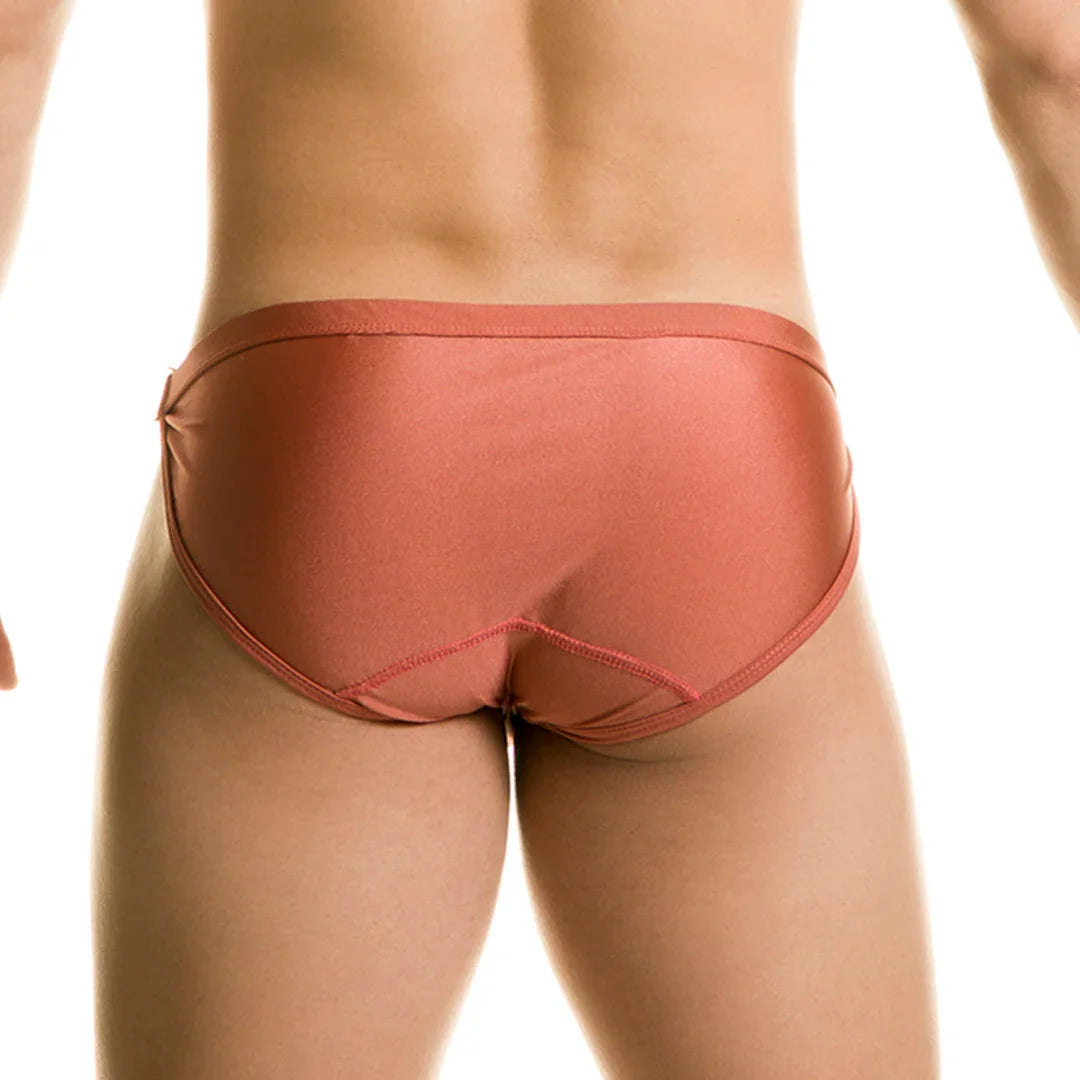 Rush Brown Swim Brief front view by Gigo Underwear