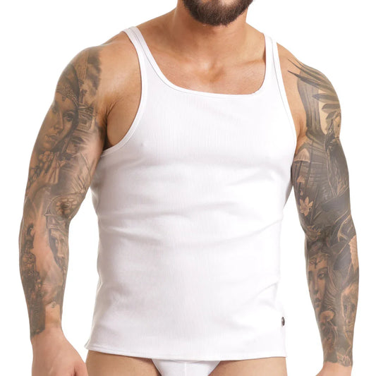 Scanaling White Tank front view by Gigo Underwear
