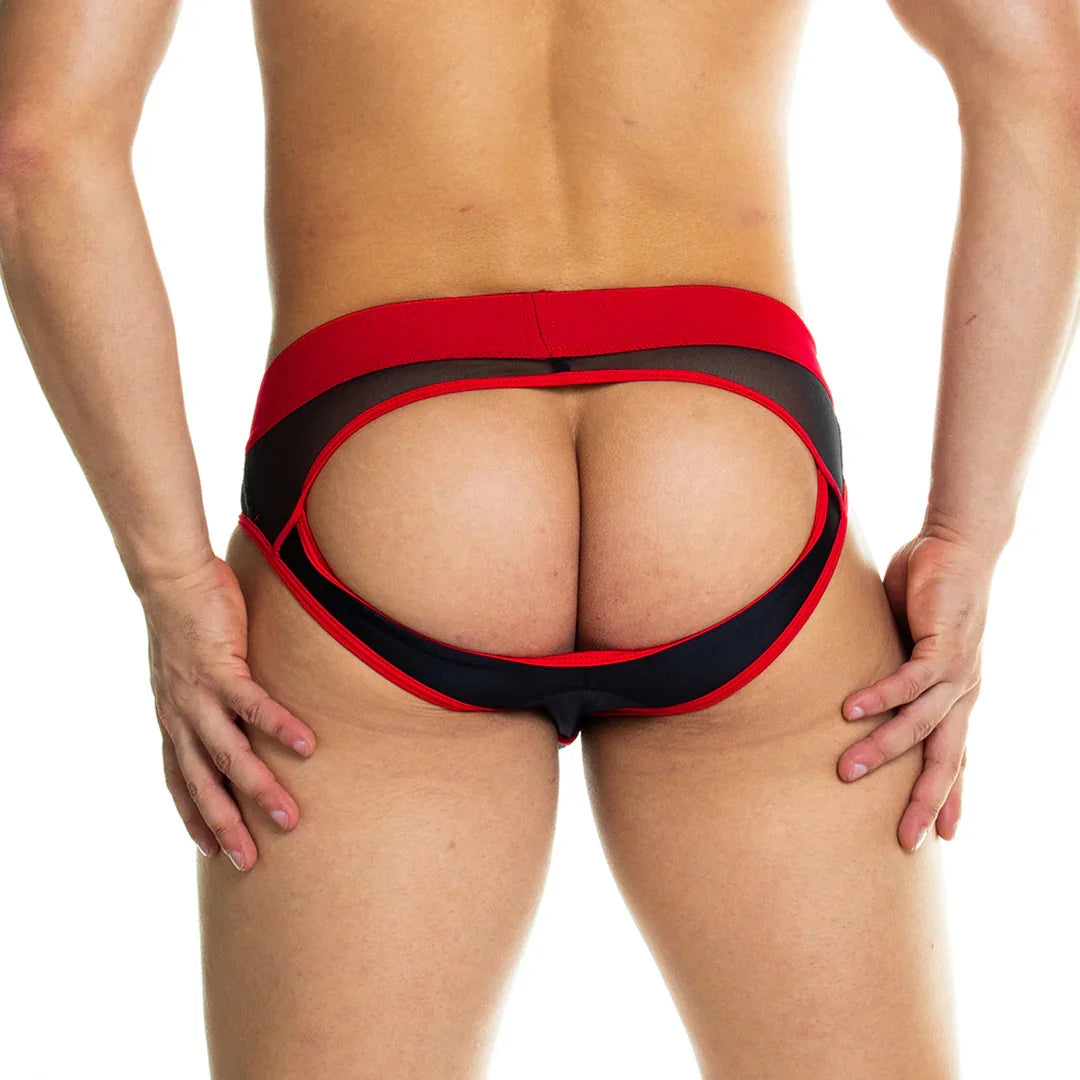 Skin Red Brief Jockstrap on model by Gigo Underwear