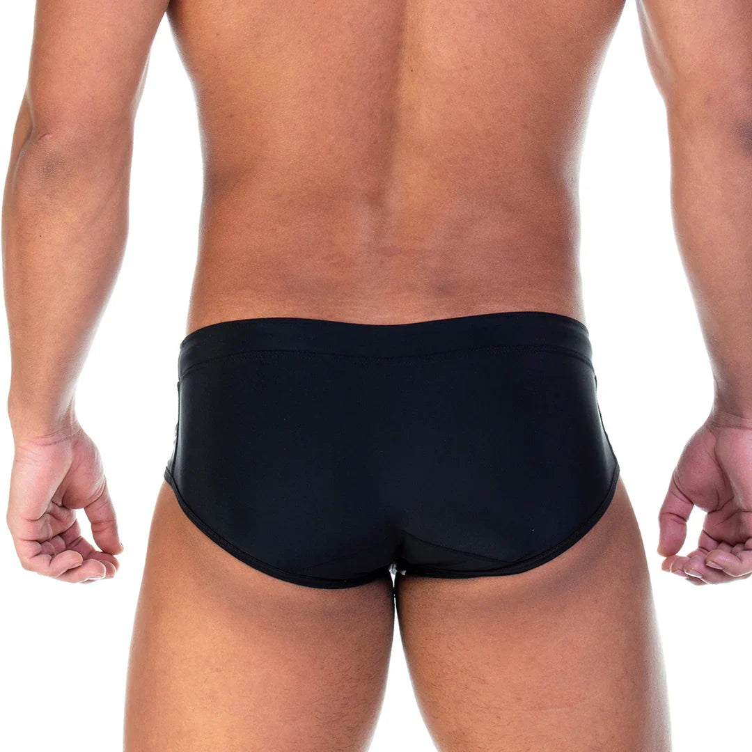 Soccer Black Swim Brief back view by Gigo Underwear