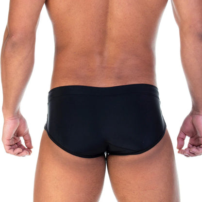 Soccer Black Swim Brief back view by Gigo Underwear