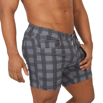 Social Blue Square Short front view by Gigo Underwear