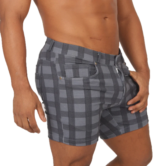 Social Blue Square Short front view by Gigo Underwear