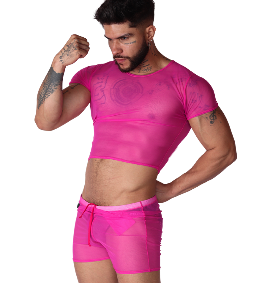 Spectrum Fuchsia Crop Top on model by Gigo Underwear