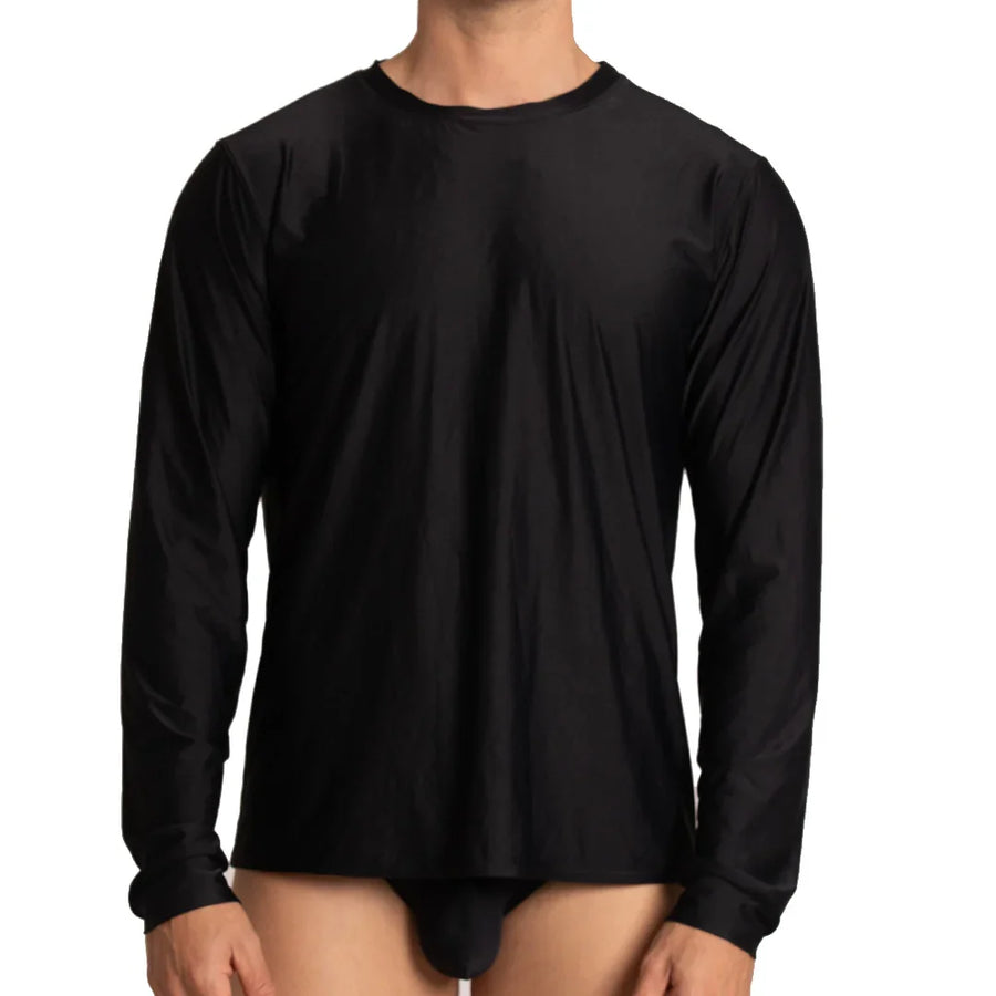 SPORT LONG SLEEVE SHIRT by Gigo Underwear styled as a black men's sport shirt for travel and movement