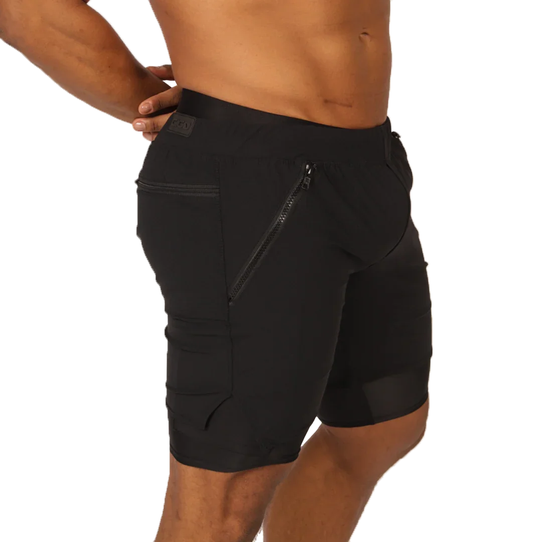 Sporty Black Short front view by Gigo Underwear