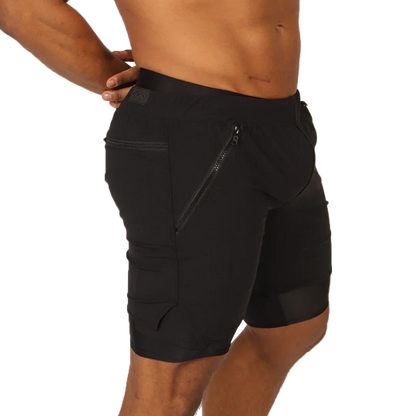 Sporty Black Short front view by Gigo Underwear