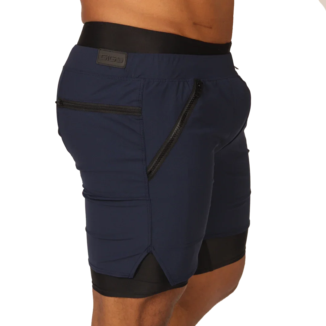 Sporty Blue Short front view by Gigo Underwear