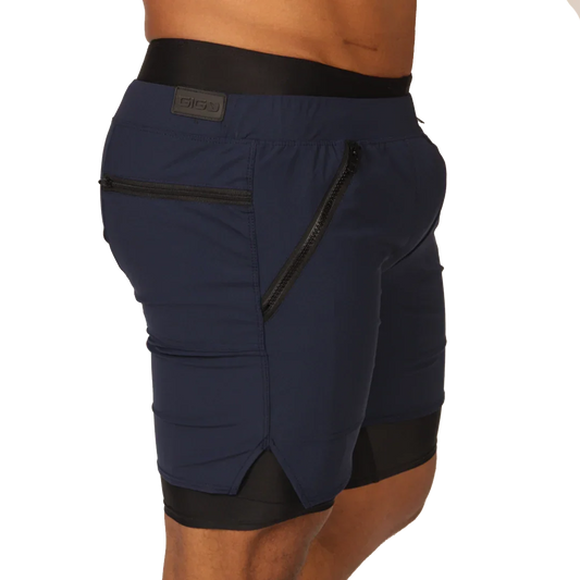 Sporty Blue Short front view by Gigo Underwear
