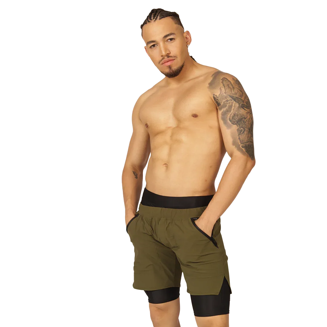 Sporty Green Short on model by Gigo Underwear