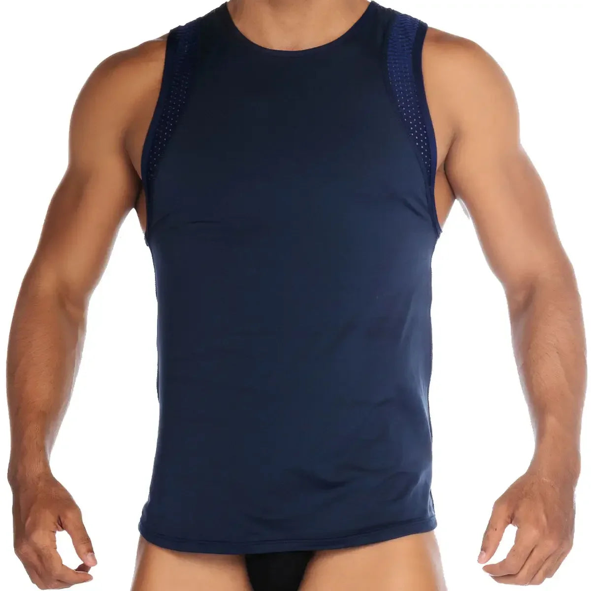 Strech Blue Tank back view by Gigo Underwear