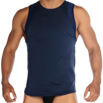 Strech Blue Tank back view by Gigo Underwear