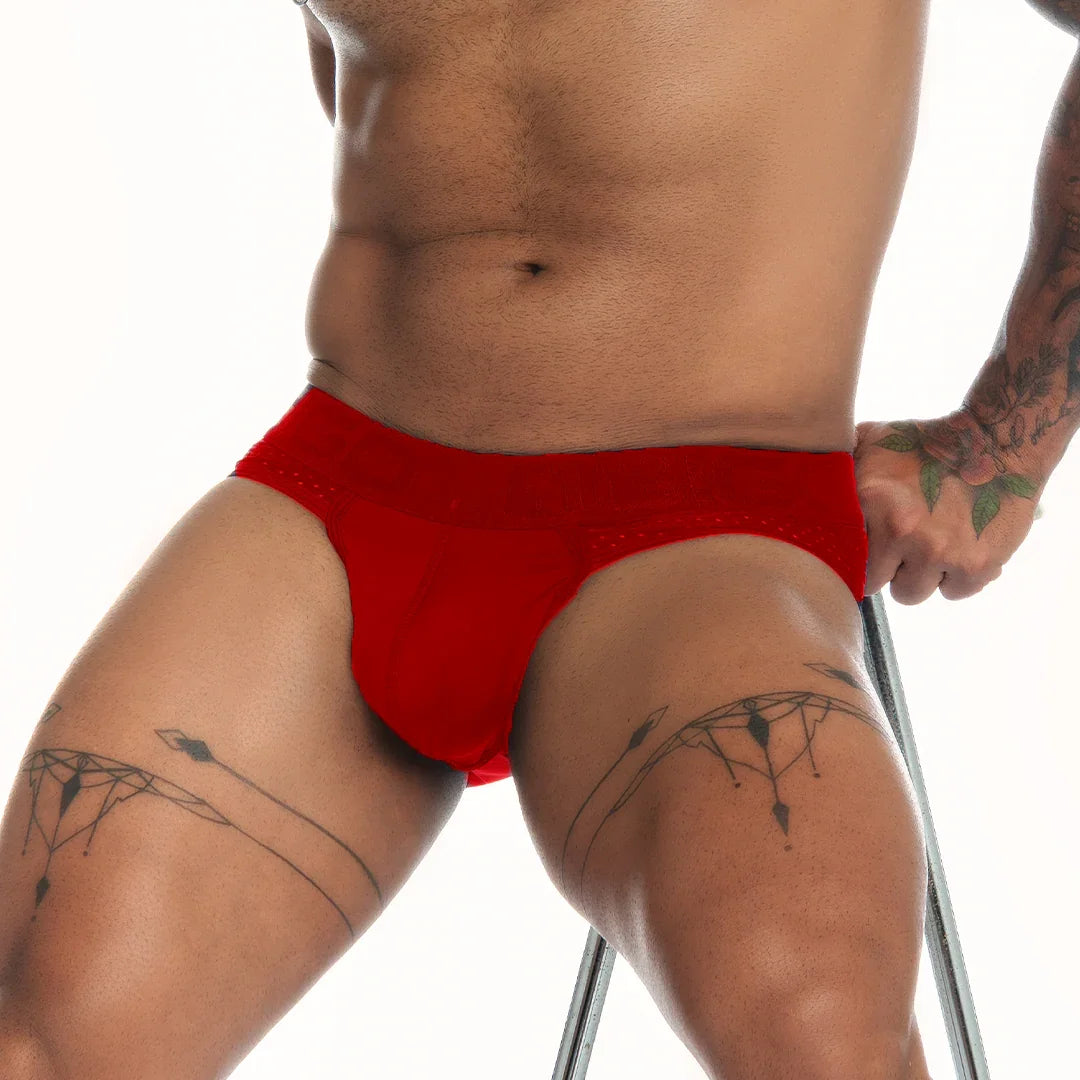 Strech Red Brief back view by Gigo Underwear