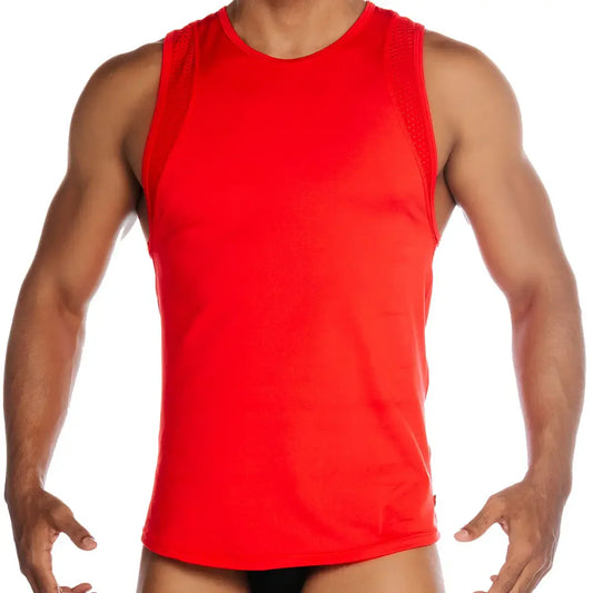 Strech Red Tank front view by Gigo Underwear