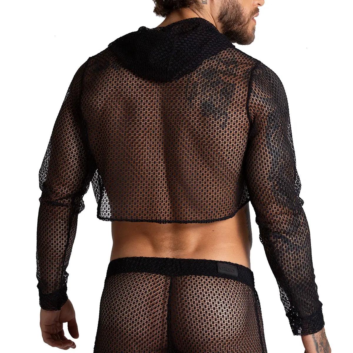 STRIKING CROOP TOP - Sexy black mesh croop top for men, men's shirt
