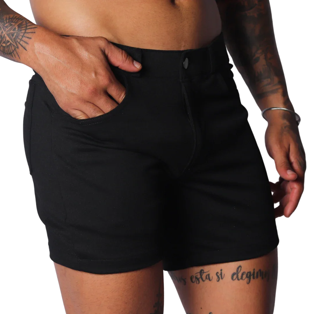 Sunday Black Short front view by Gigo Underwear