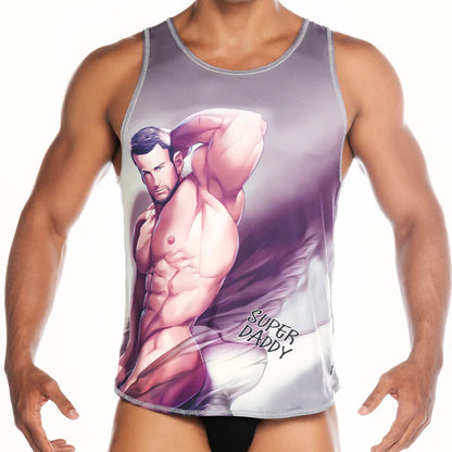 Super Daddy Brown Tank back view by Gigo Underwear