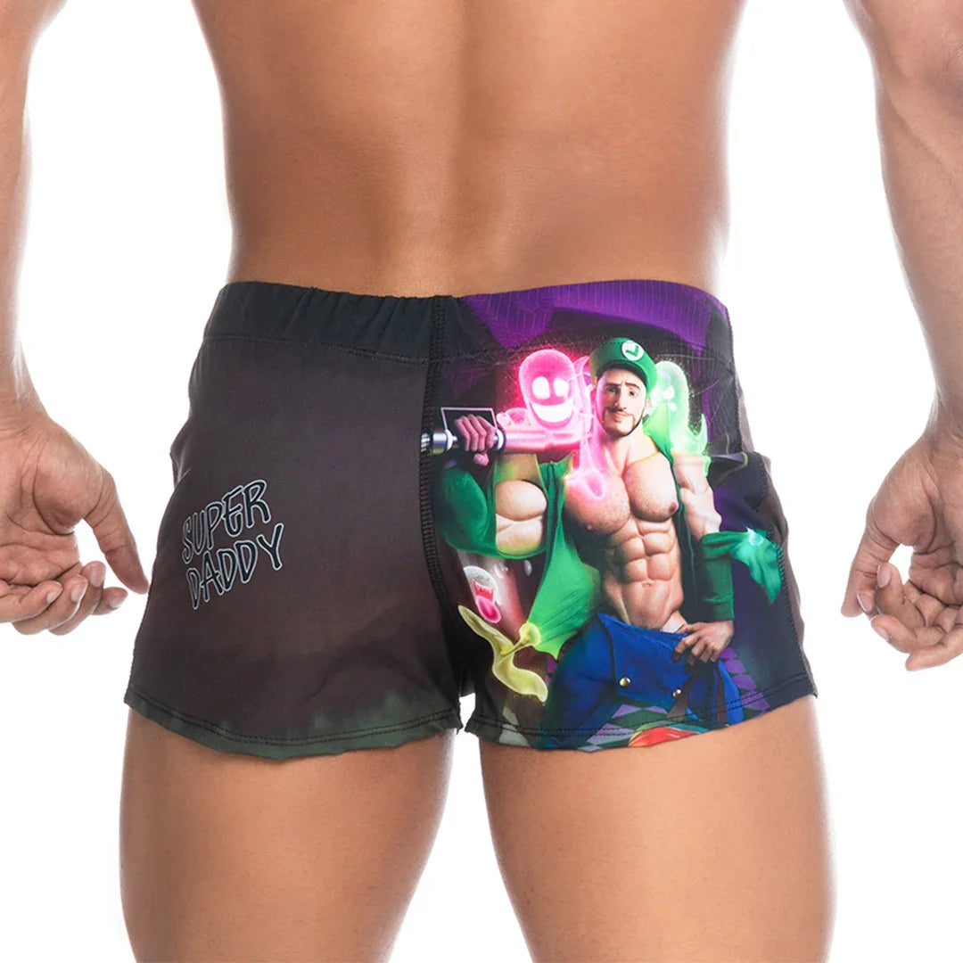 Super Daddy Purple Beachwear back view by Gigo Underwear