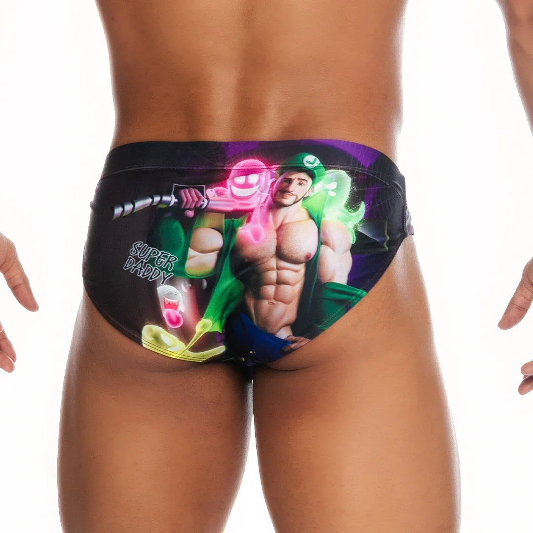 Super Daddy Purple Swim Brief front view by Gigo Underwear