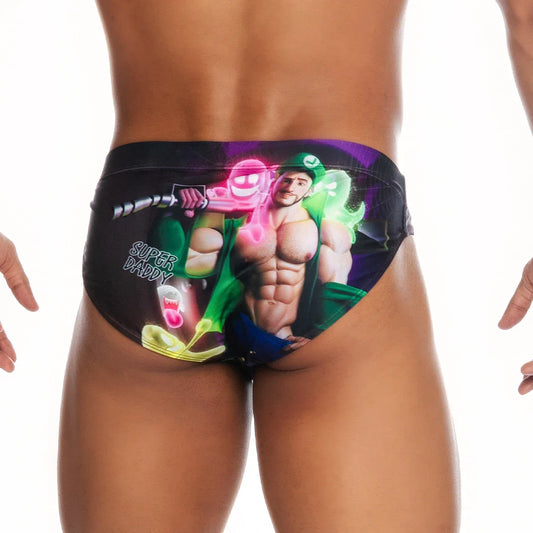 Super Daddy Purple Swim Brief front view by Gigo Underwear