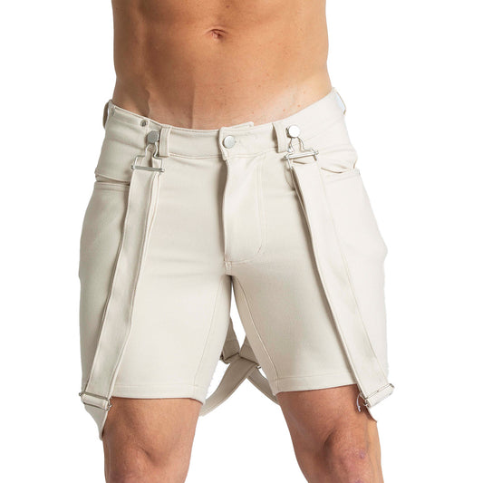 SUSPENDERS BEIGE SHORT - Gigo Underwear & MensWear