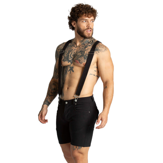 SUSPENDERS BLACK SHORT - Men's black susperders shorts