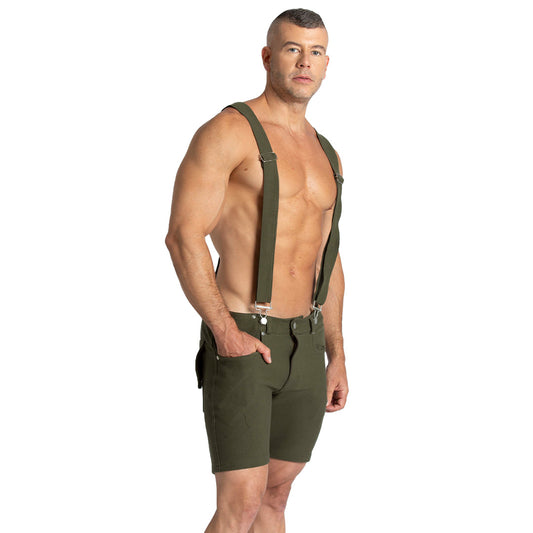 SUSPENDERS GREEN SHORT - Men's green susperders shorts