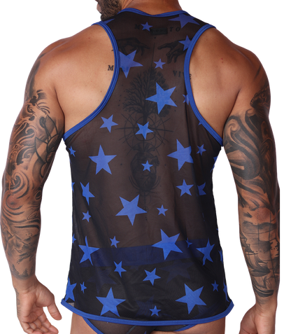 Star Blue Tank back view by Gigo Underwear