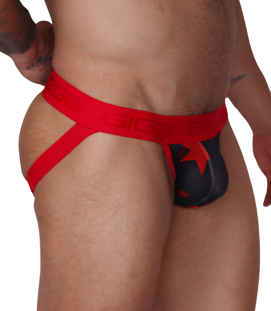 Star Red Jockstrap front view by Gigo Underwear