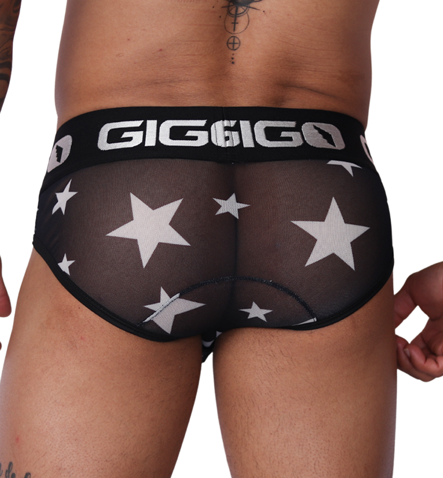 Star White Brief back view by Gigo Underwear