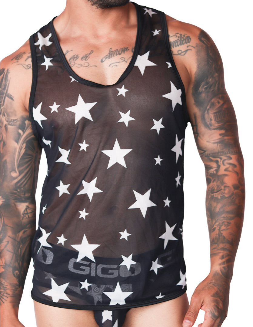 Star White Tank by Gigo Underwear