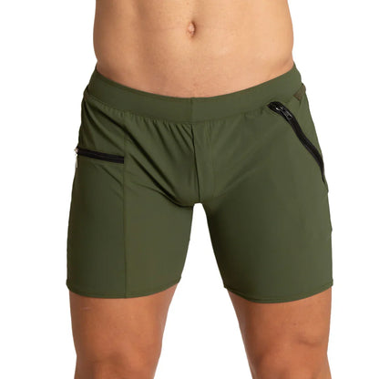 Tennis Green Short front view by Gigo Underwear