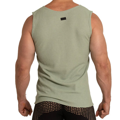 Tissue Green Tank on model by Gigo Underwear