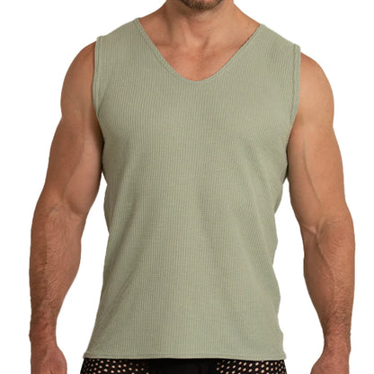 Tissue Green Tank front view by Gigo Underwear