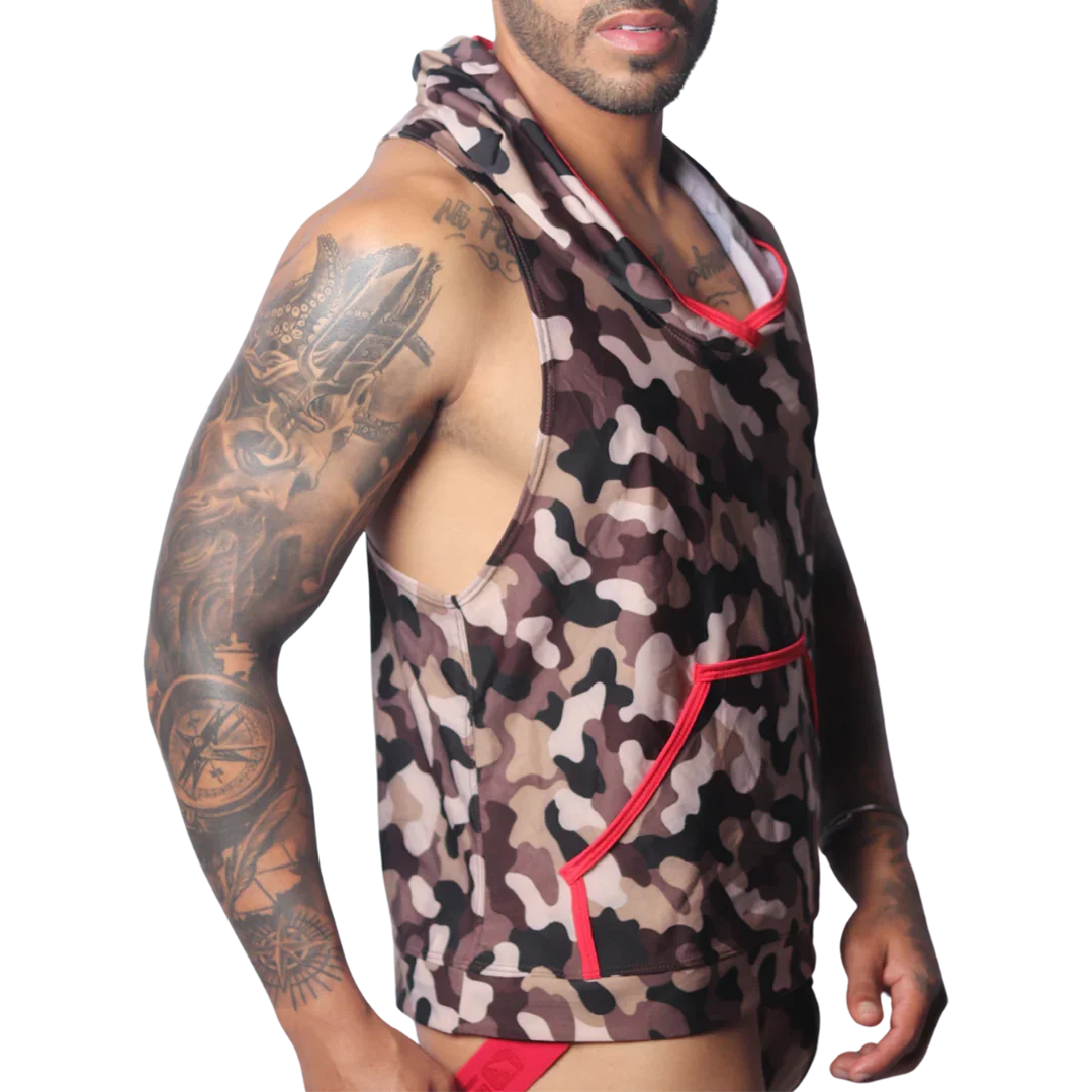 Trend Red Hoody Tshirt front view by Gigo Underwear