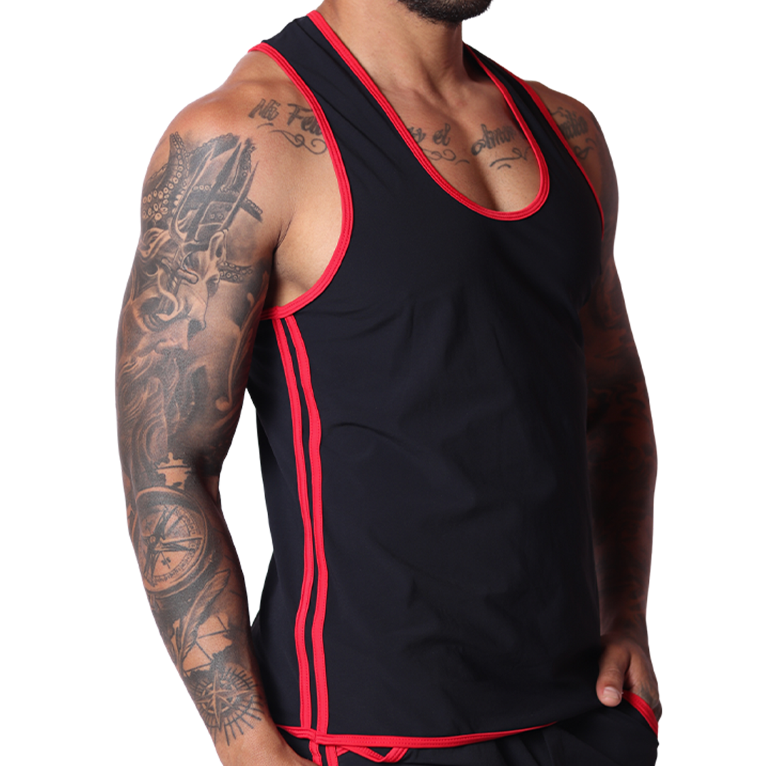 Typer Black Tank front view by Gigo Underwear