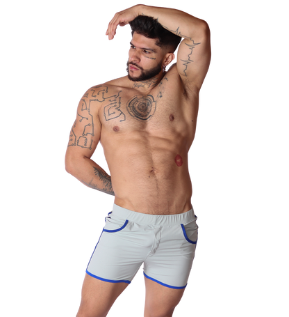 Typer Gray Shorts on model by Gigo Underwear
