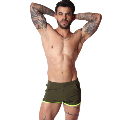 Typerhot Green Shorts on model by Gigo Underwear