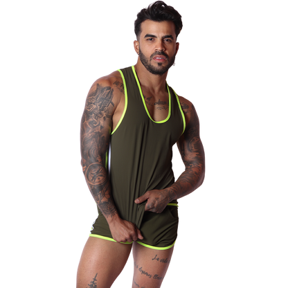 Typerhot Green Tank on model by Gigo Underwear