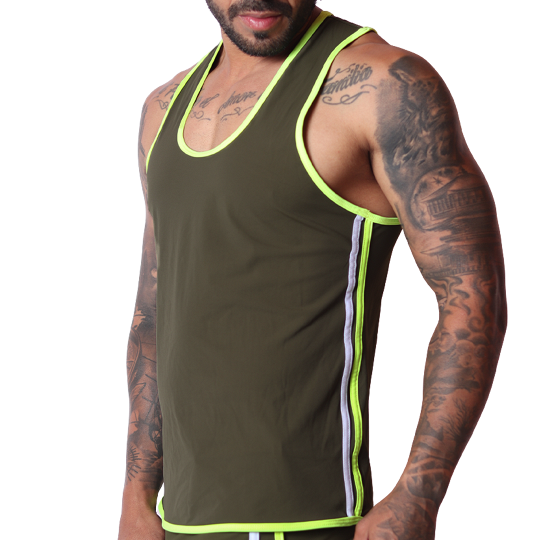 Typerhot Green Tank front view by Gigo Underwear