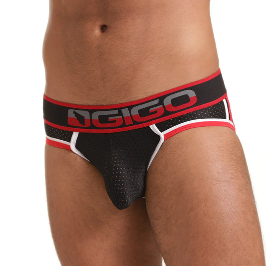 Versatil Red Brief Jockstrap front view by Gigo Underwear